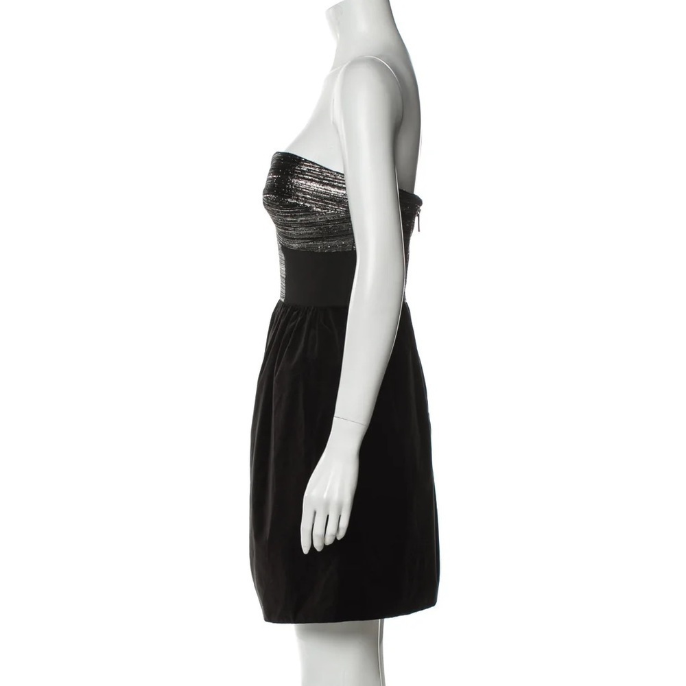 NWT Tibi Black Metallic Silver Strapless Fit Flare Party Dress New Years Eve 10 - Picture 4 of 7